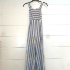 Blue and white striped romper